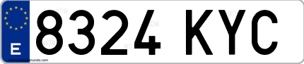 Ejemplo de matrícula de coche ordinaria 8324 KYC