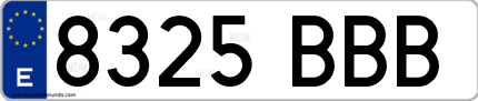 Ejemplo de matrícula de coche ordinaria 8325 BBB