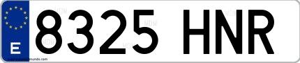 Ejemplo de matrícula española 8325 HNR