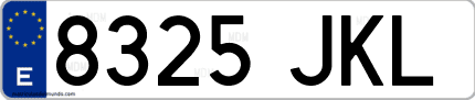 Ejemplo de matrícula de coche ordinaria 8325 JKL