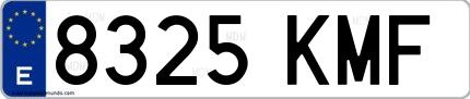 Ejemplo de matrícula española 8325 KMF