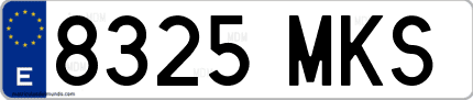 Ejemplo de matrícula de coche ordinaria 8325 MKS