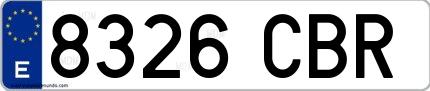 Ejemplo de matrícula española 8326 CBR