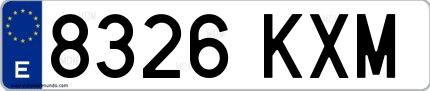 Ejemplo de matrícula española 8326 KXM