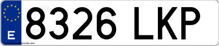 Ejemplo de matrícula de coche ordinaria 8326 LKP