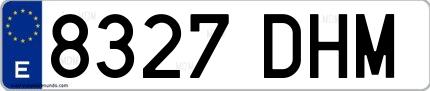 Ejemplo de matrícula española 8327 DHM