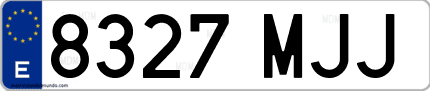 Ejemplo de matrícula de coche ordinaria 8327 MJJ