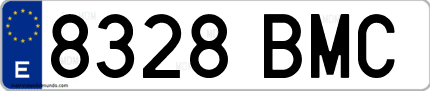 Ejemplo de matrícula de coche ordinaria 8328 BMC