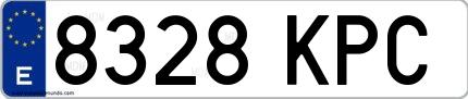Ejemplo de matrícula española 8328 KPC