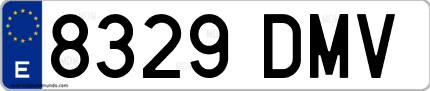 Ejemplo de matrícula de coche ordinaria 8329 DMV