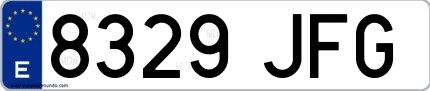 Ejemplo de matrícula española 8329 JFG