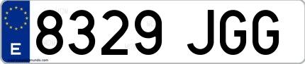 Ejemplo de matrícula española 8329 JGG