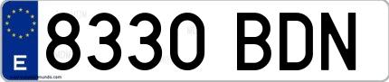 Ejemplo de matrícula española 8330 BDN