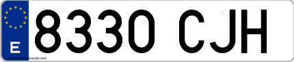 Ejemplo de matrícula de coche ordinaria 8330 CJH