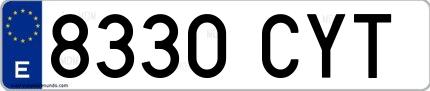 Ejemplo de matrícula española 8330 CYT
