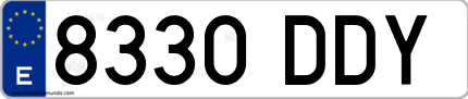 Ejemplo de matrícula de coche ordinaria 8330 DDY