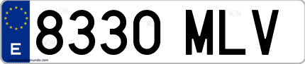 Ejemplo de matrícula de coche ordinaria 8330 MLV