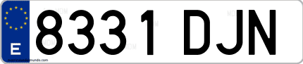 Ejemplo de matrícula de coche ordinaria 8331 DJN