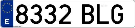 Ejemplo de matrícula española 8332 BLG