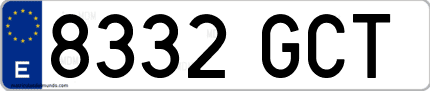 Ejemplo de matrícula de coche ordinaria 8332 GCT