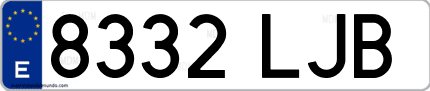 Ejemplo de matrícula de coche ordinaria 8332 LJB