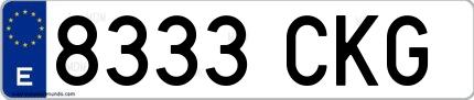 Ejemplo de matrícula española 8333 CKG