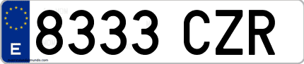Ejemplo de matrícula de coche ordinaria 8333 CZR