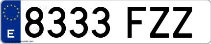 Ejemplo de matrícula española 8333 FZZ