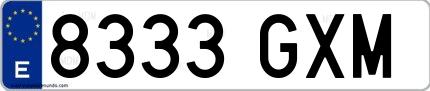 Ejemplo de matrícula española 8333 GXM