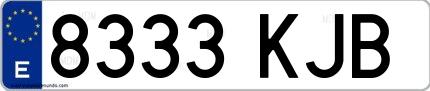 Ejemplo de matrícula española 8333 KJB
