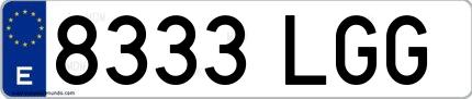 Ejemplo de matrícula española 8333 LGG