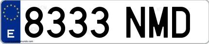 Ejemplo de matrícula española 8333 NMD