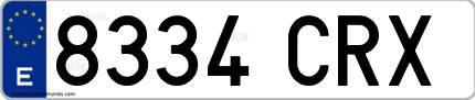 Ejemplo de matrícula de coche ordinaria 8334 CRX
