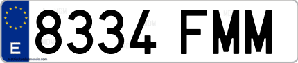 Ejemplo de matrícula de coche ordinaria 8334 FMM