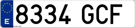 Ejemplo de matrícula española 8334 GCF