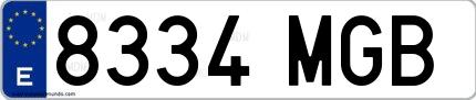 Ejemplo de matrícula española 8334 MGB