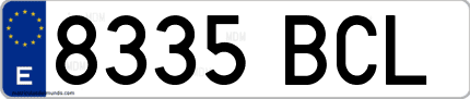 Ejemplo de matrícula de coche ordinaria 8335 BCL