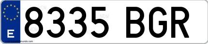 Ejemplo de matrícula española 8335 BGR