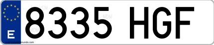 Ejemplo de matrícula española 8335 HGF