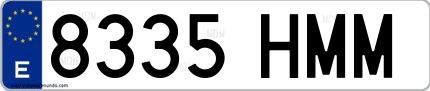 Ejemplo de matrícula española 8335 HMM