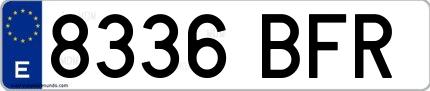 Ejemplo de matrícula española 8336 BFR