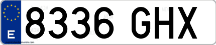 Ejemplo de matrícula de coche ordinaria 8336 GHX