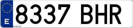 Ejemplo de matrícula española 8337 BHR