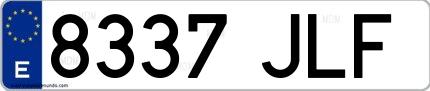Ejemplo de matrícula española 8337 JLF