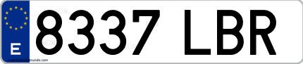 Ejemplo de matrícula de coche ordinaria 8337 LBR