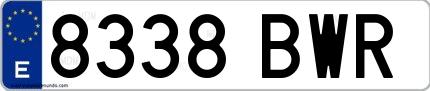 Ejemplo de matrícula española 8338 BWR