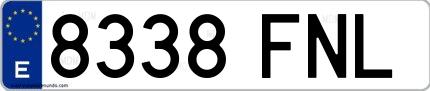 Ejemplo de matrícula española 8338 FNL