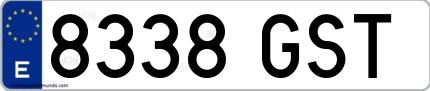 Ejemplo de matrícula española 8338 GST