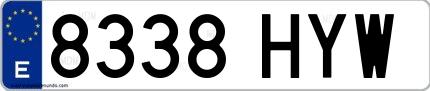 Ejemplo de matrícula española 8338 HYW