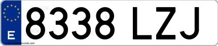 Ejemplo de matrícula española 8338 LZJ